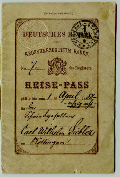 William German passport April 1, 1888